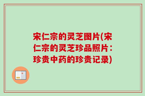 宋仁宗的灵芝图片(宋仁宗的灵芝珍品照片:珍贵中药的珍贵记录)-第1张图片-卓越灵芝孢子粉 宋仁宗的灵芝图片(宋仁宗的灵芝珍品照片:珍贵中药的珍贵记录)-第1张图片-卓越灵芝孢子粉