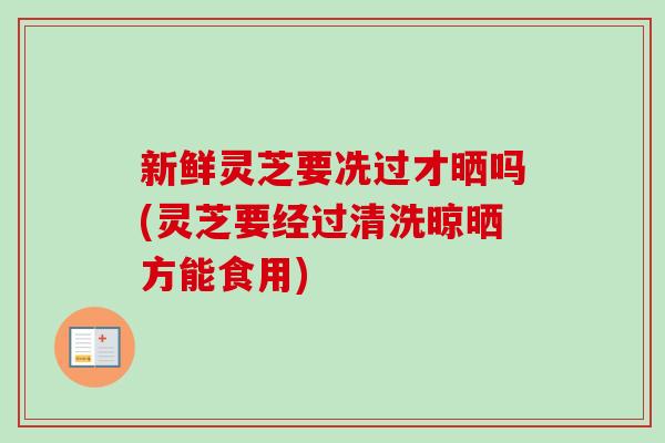 新鲜灵芝要冼过才晒吗(灵芝要经过清洗晾晒方能食用)-第1张图片-卓越灵芝孢子粉 新鲜灵芝要冼过才晒吗(灵芝要经过清洗晾晒方能食用)-第1张图片-卓越灵芝孢子粉