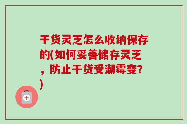 干货灵芝怎么收纳保存的(如何妥善储存灵芝,防止干货受潮霉变?)-第1张图片-卓越灵芝孢子粉 干货灵芝怎么收纳保存的(如何妥善储存灵芝,防止干货受潮霉变?)-第1张图片-卓越灵芝孢子粉