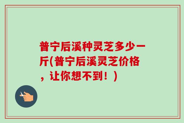 普宁后溪种灵芝多少一斤(普宁后溪灵芝价格，让你想不到！)-第1张图片-卓越灵芝孢子粉