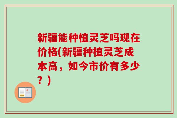 新疆能种植灵芝吗现在价格(新疆种植灵芝成本高,如今市价有多少?)-第1张图片-卓越灵芝孢子粉 新疆能种植灵芝吗现在价格(新疆种植灵芝成本高,如今市价有多少?)-第1张图片-卓越灵芝孢子粉
