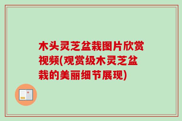 木头灵芝盆栽图片欣赏视频(观赏级木灵芝盆栽的美丽细节展现)-第1张图片-卓越灵芝孢子粉 木头灵芝盆栽图片欣赏视频(观赏级木灵芝盆栽的美丽细节展现)-第1张图片-卓越灵芝孢子粉