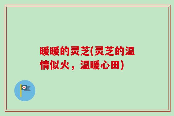暖暖的灵芝(灵芝的温情似火,温暖心田)-第1张图片-卓越灵芝孢子粉 暖暖的灵芝(灵芝的温情似火,温暖心田)-第1张图片-卓越灵芝孢子粉