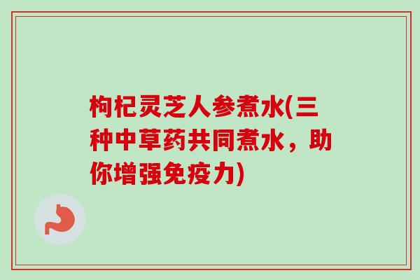 枸杞灵芝人参煮水(三种中草药共同煮水,助你增强免疫力)-第1张图片-卓越灵芝孢子粉 枸杞灵芝人参煮水(三种中草药共同煮水,助你增强免疫力)-第1张图片-卓越灵芝孢子粉