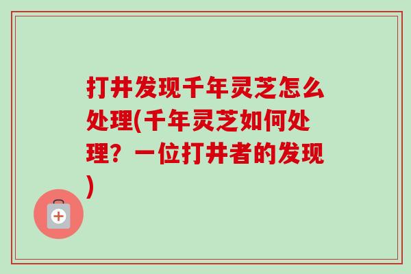 打井发现千年灵芝怎么处理(千年灵芝如何处理?一位打井者的发现)-第1张图片-卓越灵芝孢子粉 打井发现千年灵芝怎么处理(千年灵芝如何处理?一位打井者的发现)-第1张图片-卓越灵芝孢子粉