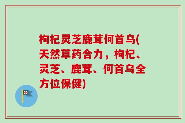 枸杞灵芝鹿茸何首乌(天然草药合力,枸杞、灵芝、鹿茸、何首乌全方位保健)-第1张图片-卓越灵芝孢子粉 枸杞灵芝鹿茸何首乌(天然草药合力,枸杞、灵芝、鹿茸、何首乌全方位保健)-第1张图片-卓越灵芝孢子粉