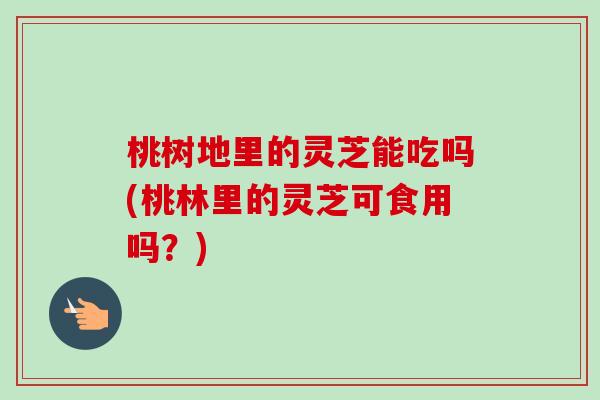 桃树地里的灵芝能吃吗(桃林里的灵芝可食用吗?)-第1张图片-卓越灵芝孢子粉 桃树地里的灵芝能吃吗(桃林里的灵芝可食用吗?)-第1张图片-卓越灵芝孢子粉