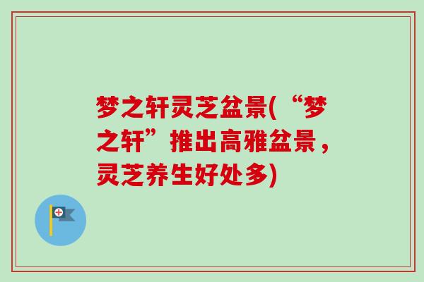 梦之轩灵芝盆景(“梦之轩”推出高雅盆景，灵芝养生好处多)-第1张图片-卓越灵芝孢子粉
