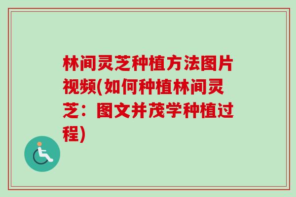 林间灵芝种植方法图片视频(如何种植林间灵芝：图文并茂学种植过程)-第1张图片-卓越灵芝孢子粉