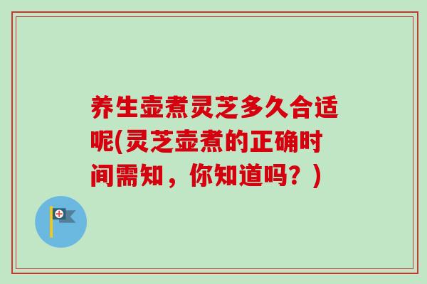 养生壶煮灵芝多久合适呢(灵芝壶煮的正确时间需知，你知道吗？)-第1张图片-卓越灵芝孢子粉