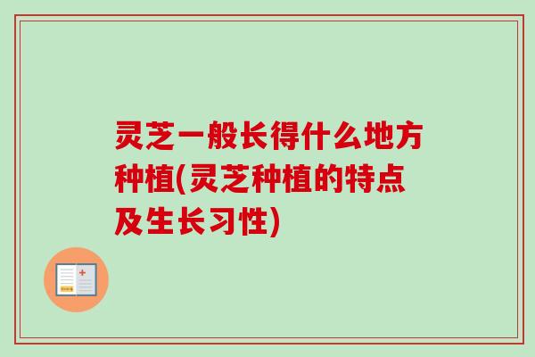 灵芝一般长得什么地方种植(灵芝种植的特点及生长习性)-第1张图片-卓越灵芝孢子粉 灵芝一般长得什么地方种植(灵芝种植的特点及生长习性)-第1张图片-卓越灵芝孢子粉