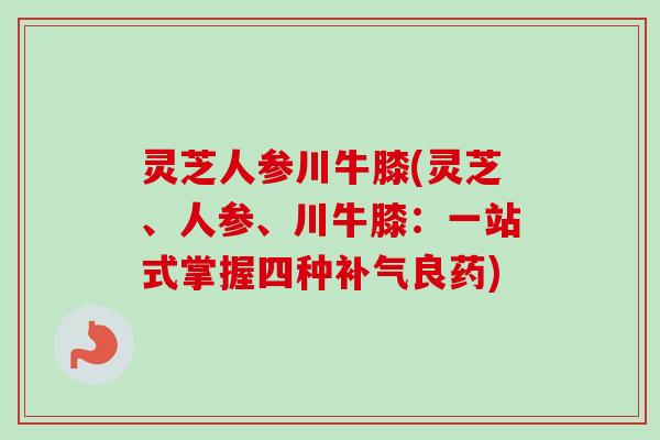 灵芝人参川牛膝(灵芝、人参、川牛膝:一站式掌握四种补气良药)-第1张图片-卓越灵芝孢子粉 灵芝人参川牛膝(灵芝、人参、川牛膝:一站式掌握四种补气良药)-第1张图片-卓越灵芝孢子粉