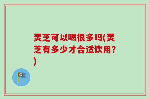灵芝可以喝很多吗(灵芝有多少才合适饮用？)-第1张图片-卓越灵芝孢子粉