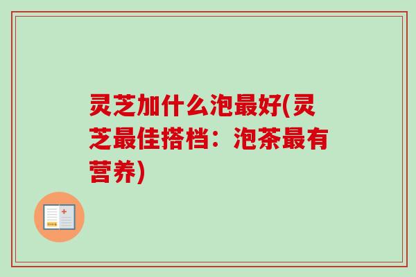 灵芝加什么泡最好(灵芝最佳搭档:泡茶最有营养)-第1张图片-卓越灵芝孢子粉 灵芝加什么泡最好(灵芝最佳搭档:泡茶最有营养)-第1张图片-卓越灵芝孢子粉