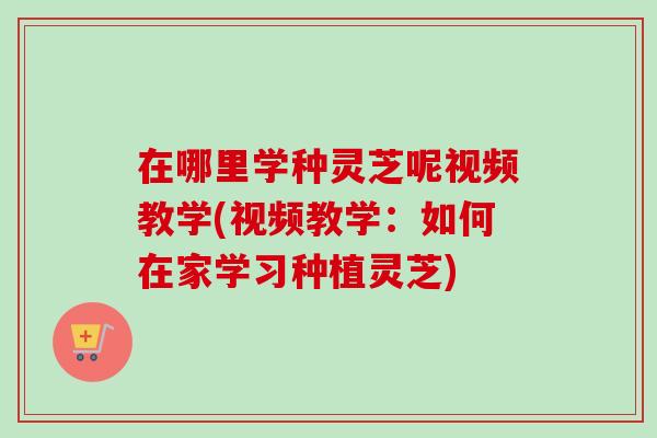 在哪里学种灵芝呢视频教学(视频教学：如何在家学习种植灵芝)-第1张图片-卓越灵芝孢子粉