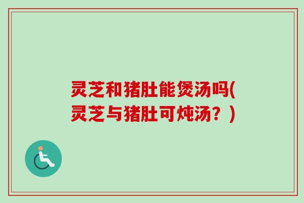 灵芝和猪肚能煲汤吗(灵芝与猪肚可炖汤?)-第1张图片-卓越灵芝孢子粉 灵芝和猪肚能煲汤吗(灵芝与猪肚可炖汤?)-第1张图片-卓越灵芝孢子粉