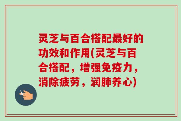 灵芝与百合搭配最好的功效和作用(灵芝与百合搭配,增强免疫力,消除疲劳,润肺养心)-第1张图片-卓越灵芝孢子粉 灵芝与百合搭配最好的功效和作用(灵芝与百合搭配,增强免疫力,消除疲劳,润肺养心)-第1张图片-卓越灵芝孢子粉