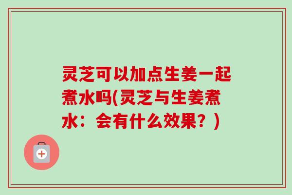 灵芝可以加点生姜一起煮水吗(灵芝与生姜煮水：会有什么效果？)-第1张图片-卓越灵芝孢子粉