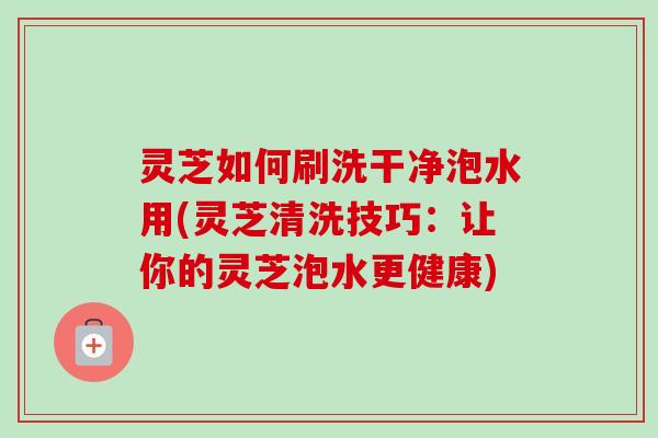 灵芝如何刷洗干净泡水用(灵芝清洗技巧:让你的灵芝泡水更健康)-第1张图片-卓越灵芝孢子粉 灵芝如何刷洗干净泡水用(灵芝清洗技巧:让你的灵芝泡水更健康)-第1张图片-卓越灵芝孢子粉