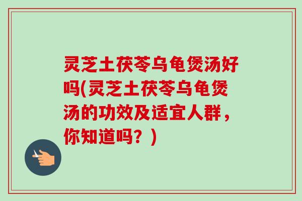 灵芝土茯苓乌龟煲汤好吗(灵芝土茯苓乌龟煲汤的功效及适宜人群,你知道吗?)-第1张图片-卓越灵芝孢子粉 灵芝土茯苓乌龟煲汤好吗(灵芝土茯苓乌龟煲汤的功效及适宜人群,你知道吗?)-第1张图片-卓越灵芝孢子粉