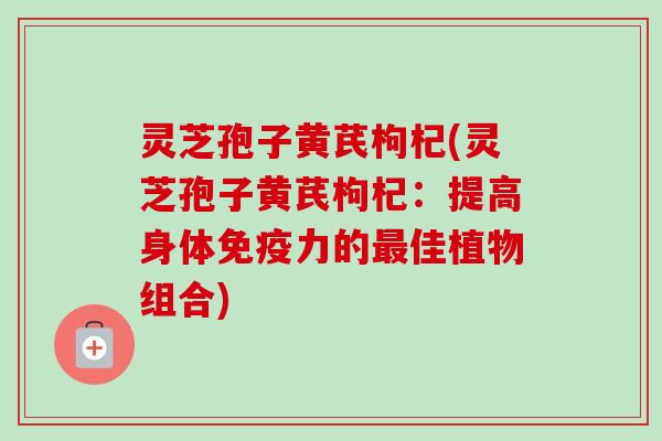 灵芝孢子黄芪枸杞(灵芝孢子黄芪枸杞：提高身体免疫力的最佳植物组合)-第1张图片-卓越灵芝孢子粉