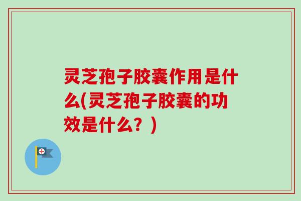 灵芝孢子胶囊作用是什么(灵芝孢子胶囊的功效是什么?)-第1张图片-卓越灵芝孢子粉 灵芝孢子胶囊作用是什么(灵芝孢子胶囊的功效是什么?)-第1张图片-卓越灵芝孢子粉