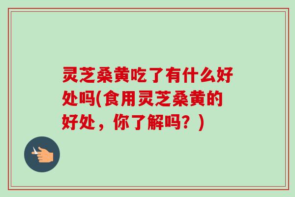 灵芝桑黄吃了有什么好处吗(食用灵芝桑黄的好处,你了解吗?)-第1张图片-卓越灵芝孢子粉 灵芝桑黄吃了有什么好处吗(食用灵芝桑黄的好处,你了解吗?)-第1张图片-卓越灵芝孢子粉