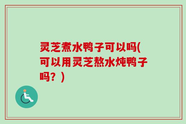 灵芝煮水鸭子可以吗(可以用灵芝熬水炖鸭子吗？)-第1张图片-卓岳灵芝孢子粉