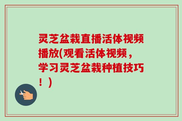 灵芝盆栽直播活体视频播放(观看活体视频，学习灵芝盆栽种植技巧！)-第1张图片-卓岳灵芝孢子粉
