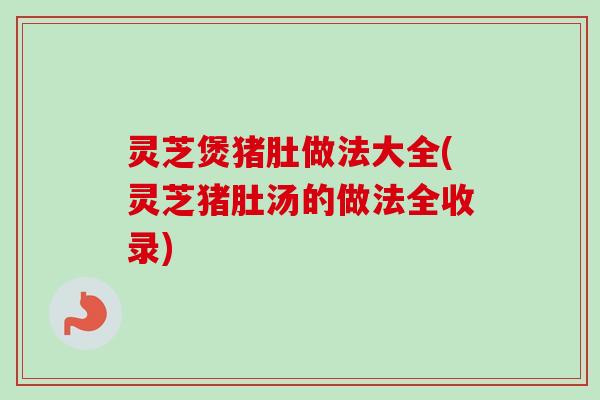 灵芝煲猪肚做法大全(灵芝猪肚汤的做法全收录)-第1张图片-卓越灵芝孢子粉