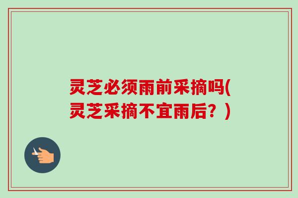灵芝必须雨前采摘吗(灵芝采摘不宜雨后?)-第1张图片-卓越灵芝孢子粉 灵芝必须雨前采摘吗(灵芝采摘不宜雨后?)-第1张图片-卓越灵芝孢子粉
