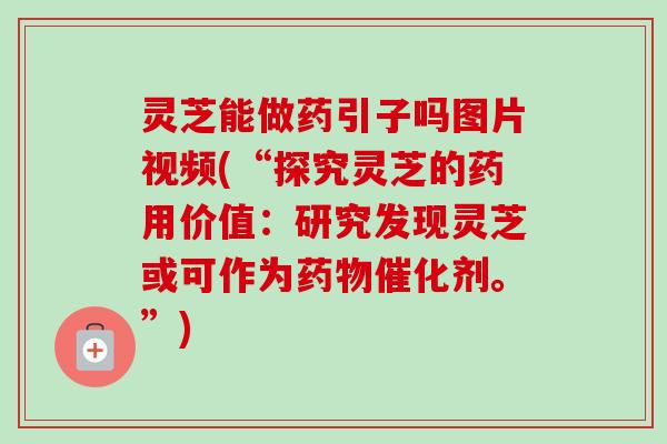 灵芝能做药引子吗图片视频(“探究灵芝的药用价值：研究发现灵芝或可作为药物催化剂。”)-第1张图片-卓越灵芝孢子粉