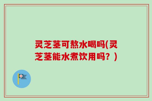 灵芝茎可熬水喝吗(灵芝茎能水煮饮用吗?)-第1张图片-卓越灵芝孢子粉 灵芝茎可熬水喝吗(灵芝茎能水煮饮用吗?)-第1张图片-卓越灵芝孢子粉