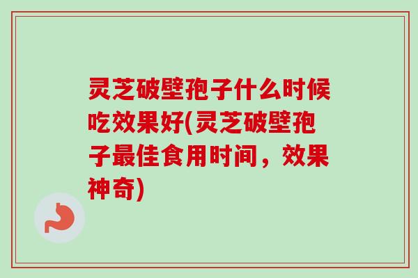 灵芝破壁孢子什么时候吃效果好(灵芝破壁孢子最佳食用时间，效果神奇)-第1张图片-卓越灵芝孢子粉