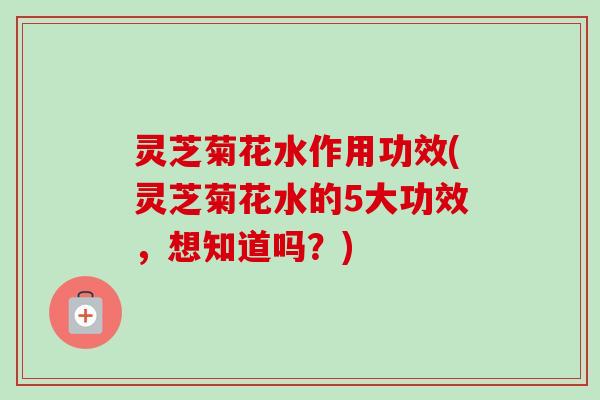 灵芝菊花水作用功效(灵芝菊花水的5大功效,想知道吗?)-第1张图片-卓越灵芝孢子粉 灵芝菊花水作用功效(灵芝菊花水的5大功效,想知道吗?)-第1张图片-卓越灵芝孢子粉