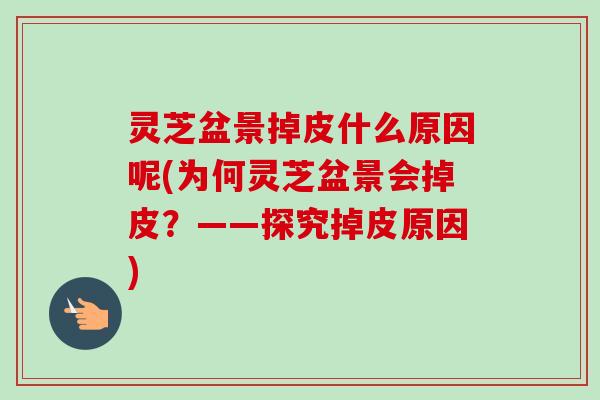 灵芝盆景掉皮什么原因呢(为何灵芝盆景会掉皮？——探究掉皮原因)-第1张图片-卓越灵芝孢子粉