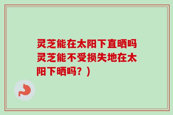 灵芝能在太阳下直晒吗灵芝能不受损失地在太阳下晒吗?)-第1张图片-卓越灵芝孢子粉 灵芝能在太阳下直晒吗灵芝能不受损失地在太阳下晒吗?)-第1张图片-卓越灵芝孢子粉