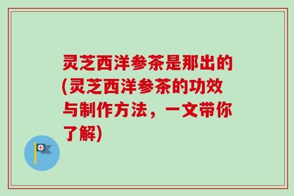 灵芝西洋参茶是那出的(灵芝西洋参茶的功效与制作方法,一文带你了解)-第1张图片-卓越灵芝孢子粉 灵芝西洋参茶是那出的(灵芝西洋参茶的功效与制作方法,一文带你了解)-第1张图片-卓越灵芝孢子粉