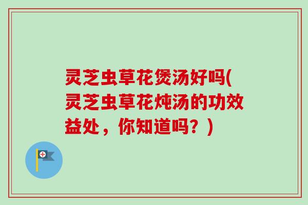 灵芝虫草花煲汤好吗(灵芝虫草花炖汤的功效益处,你知道吗?)-第1张图片-卓越灵芝孢子粉 灵芝虫草花煲汤好吗(灵芝虫草花炖汤的功效益处,你知道吗?)-第1张图片-卓越灵芝孢子粉