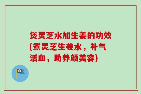 煲灵芝水加生姜的功效(煮灵芝生姜水，补气活血，助养颜美容)-第1张图片-卓越灵芝孢子粉