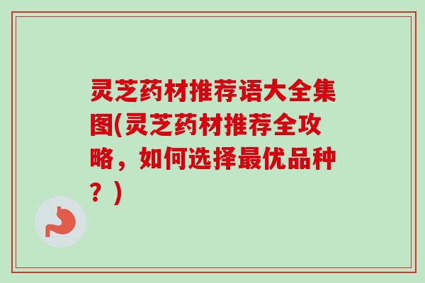 灵芝药材推荐语大全集图(灵芝药材推荐全攻略，如何选择最优品种？)-第1张图片-卓越灵芝孢子粉