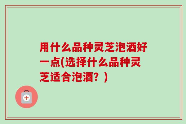 用什么品种灵芝泡酒好一点(选择什么品种灵芝适合泡酒？)-第1张图片-卓越灵芝孢子粉