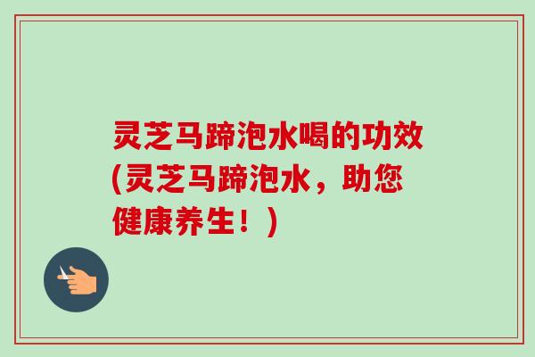 灵芝马蹄泡水喝的功效(灵芝马蹄泡水，助您健康养生！)-第1张图片-卓越灵芝孢子粉