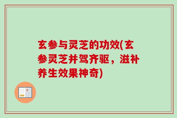 玄参与灵芝的功效(玄参灵芝并驾齐驱,滋补养生效果神奇)-第1张图片-卓越灵芝孢子粉 玄参与灵芝的功效(玄参灵芝并驾齐驱,滋补养生效果神奇)-第1张图片-卓越灵芝孢子粉