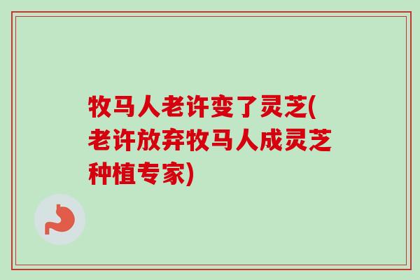 牧马人老许变了灵芝(老许放弃牧马人成灵芝种植专家)-第1张图片-卓越灵芝孢子粉 牧马人老许变了灵芝(老许放弃牧马人成灵芝种植专家)-第1张图片-卓越灵芝孢子粉