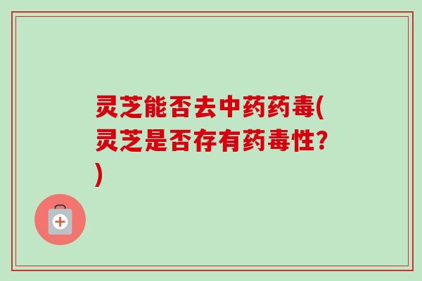灵芝能否去中药药毒(灵芝是否存有药毒性?)-第1张图片-卓越灵芝孢子粉 灵芝能否去中药药毒(灵芝是否存有药毒性?)-第1张图片-卓越灵芝孢子粉