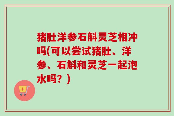 猪肚洋参石斛灵芝相冲吗(可以尝试猪肚、洋参、石斛和灵芝一起泡水吗?)-第1张图片-卓越灵芝孢子粉 猪肚洋参石斛灵芝相冲吗(可以尝试猪肚、洋参、石斛和灵芝一起泡水吗?)-第1张图片-卓越灵芝孢子粉