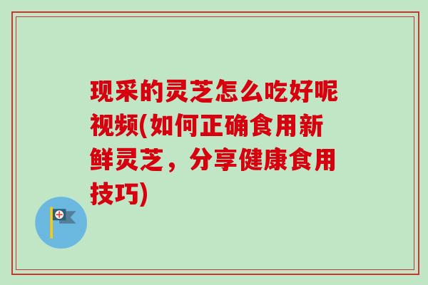 现采的灵芝怎么吃好呢视频(如何正确食用新鲜灵芝,分享健康食用技巧)-第1张图片-卓越灵芝孢子粉 现采的灵芝怎么吃好呢视频(如何正确食用新鲜灵芝,分享健康食用技巧)-第1张图片-卓越灵芝孢子粉