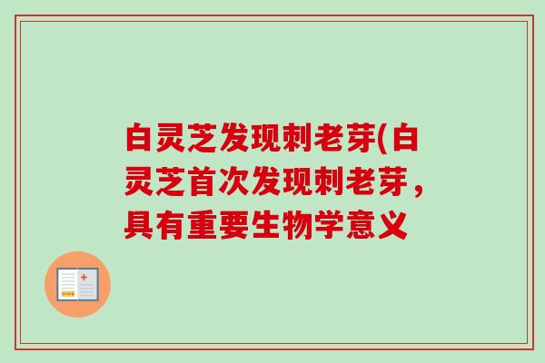 白灵芝发现刺老芽(白灵芝首次发现刺老芽,具有重要生物学意义-第1张图片-卓越灵芝孢子粉 白灵芝发现刺老芽(白灵芝首次发现刺老芽,具有重要生物学意义-第1张图片-卓越灵芝孢子粉