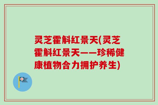 灵芝霍斛红景天(灵芝霍斛红景天——珍稀健康植物合力拥护养生)-第1张图片-卓越灵芝孢子粉
